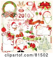 Digital Collage Of New Year And Christmas Design Elements