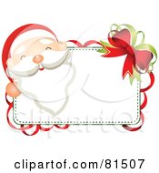 Poster, Art Print Of Jolly Santa Face Looking Over A Blank Sign