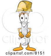 Clipart Picture Of A Wrench Mascot Cartoon Character Wearing A Helmet by Mascot Junction