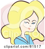 Royalty Free RF Clipart Illustration Of A Blond Woman In A Blue Shirt