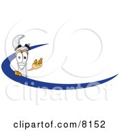 Wrench Mascot Cartoon Character Logo With A Blue Dash