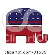 Poster, Art Print Of Red White And Blue Republican Elephant - Version 3