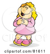 Royalty Free RF Clipart Illustration Of A Happy Gushing Blond Girl by Snowy