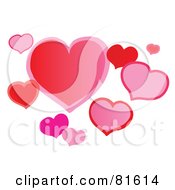 Poster, Art Print Of Floating Pink And Red Heart Cluster