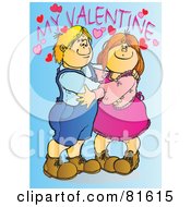 Poster, Art Print Of Little Boy And His Girlfriend Hugging Under My Valentine Text