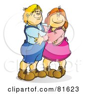 Royalty Free RF Clipart Illustration Of A Little Boy And His Girlfriend Embracing by Snowy