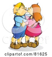 Royalty Free RF Clipart Illustration Of A Little Boy And Girl Kissing by Snowy