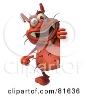 3d Rodney Germ Character Pointing To A Blank Sign