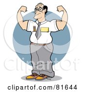 Royalty Free RF Clipart Illustration Of A Muscular Businessman Flexing His Biceps