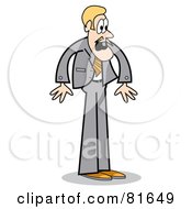 Royalty Free RF Clipart Illustration Of A Surprised Blond Business Guy In A Gray Suit
