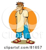 Poster, Art Print Of Stubbly Beach Bum Man With His Hands In His Pockets In Front Of The Sun
