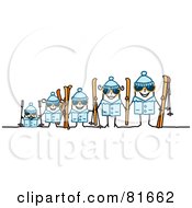 Poster, Art Print Of Stick People Family In Ski Gear