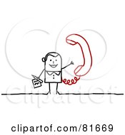 Poster, Art Print Of Stick People Woman Holding A Phone