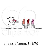 Poster, Art Print Of Stick People Woman Sampling Lipstick