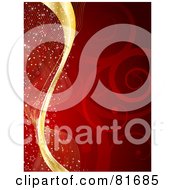 Poster, Art Print Of Red Swirly Christmas Background With Gold Swooshes