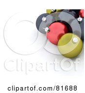 Royalty Free RF Clipart Illustration Of A Group Of 3d Black Red And Yellow Christmas Baubles