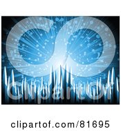 Royalty Free RF Clipart Illustration Of A Blue Burst Behind Sharp Ice