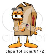 Cardboard Box Mascot Cartoon Character Whispering And Gossiping