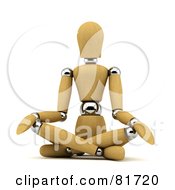 Royalty Free RF Clipart Illustration Of A 3d Wood Mannequin Sitting And Doing Yoga by stockillustrations