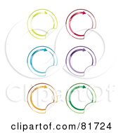 Digital Collage Of Circular Colorful Arrow Peeling Stickers