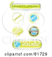Royalty Free RF Clipart Illustration Of A Digital Collage Of Bio Stickers Seals And Icons by MilsiArt