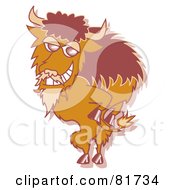 Royalty Free RF Clipart Illustration Of A Furry Buffalo Strutting His Stuff by Andy Nortnik