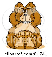 Royalty Free RF Clipart Illustration Of A Big Furry Bear Holding His Hands Behind His Ears