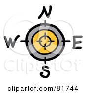 Royalty Free RF Clipart Illustration Of A Gray Yellow And Black Compass