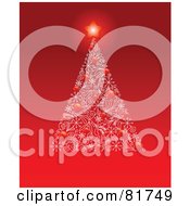 Royalty Free RF Clipart Illustration Of A Red Star Glowing Atop A Christmas Tree Made Of Red Baubles And White Designs by Pushkin