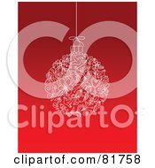 Royalty Free RF Clipart Illustration Of A White Christmas Bauble Made Of Sketched Drawings On Red