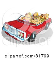 Poster, Art Print Of Chubby Family Riding In A Convertible Car
