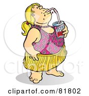 Poster, Art Print Of Fat Girl In A Bathing Suit Sipping A Soda