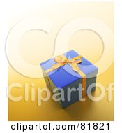 Royalty Free RF Clipart Illustration Of A Blue 3d Gift Box Wrapped With A Yellow Bow And Ribbons by Mopic