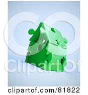 Poster, Art Print Of 3d Green Puzzle Piece House