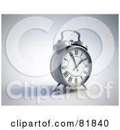 Royalty Free RF Clipart Illustration Of A Silver Alarm Clock Facing Slightly Right