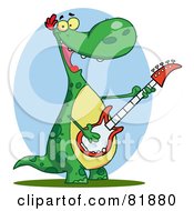 Poster, Art Print Of Guitarist Dinosaur Singing