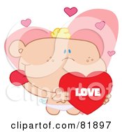 Royalty Free RF Clipart Illustration Of A St Valentines Day Cupid Holding A Heart Version 4