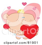 Poster, Art Print Of St Valentines Day Cupid Holding A Heart - Version 3