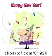 Poster, Art Print Of Happy New Year Greeting Of A Man Toasting At A Party - Version 4