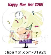 Poster, Art Print Of Happy New Year Greeting Of A Man Toasting At A Party - Version 2