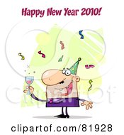 Poster, Art Print Of Happy New Year Greeting Of A Man Toasting At A Party - Version 3