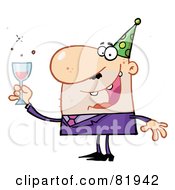 Poster, Art Print Of Man Toasting At A New Years Party - Version 1