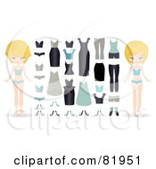 Royalty Free RF Clipart Illustration Of A Digital Collage Of A Blond Paper Doll In Different Underwear With A Wardrobe