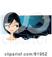 Poster, Art Print Of Black Haired Bollywood Girl Wearing A Bindi Glancing Right