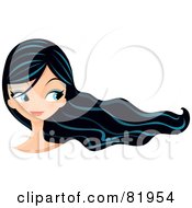 Royalty Free RF Clipart Illustration Of A Black Haired Beauty With Blue Eyes Glancing Right by Melisende Vector #COLLC81954-0068