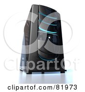Poster, Art Print Of Black 3d Server Tower With Blue Lights