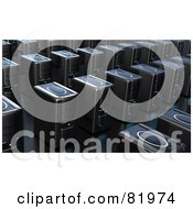 Poster, Art Print Of Crowded Room Of 3d Black Computer Server Towers
