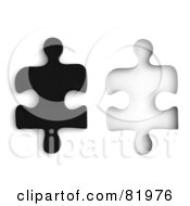 Royalty Free RF Clipart Illustration Of A Black 3d Jigsaw Puzzle Piece Beside A Matching Space