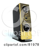 Royalty Free RF Clipart Illustration Of A 3d Black And Gold Music Speaker