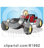 Poster, Art Print Of Happy Guy Driving A Black Buggy Sports Car